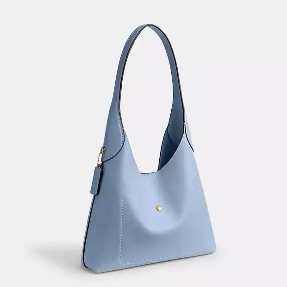 NWT COACH Brooklyn Shoulder Bag 28 Leather Brass/Bluebell - Picture 9 of 13